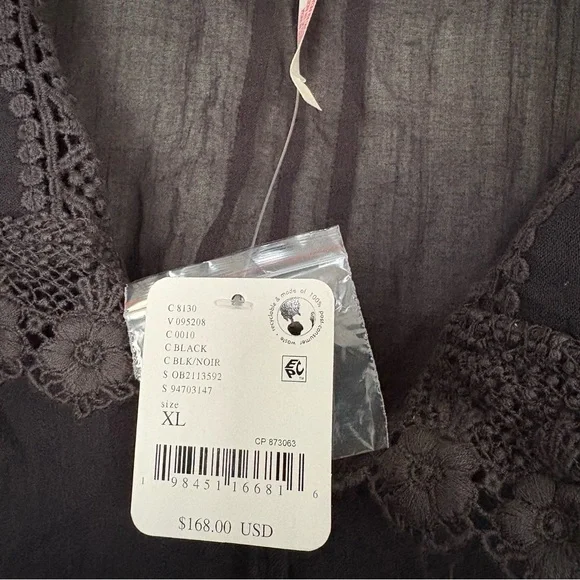 Free People Black Lace-Trim Mini Dress - Picture 4 of 8